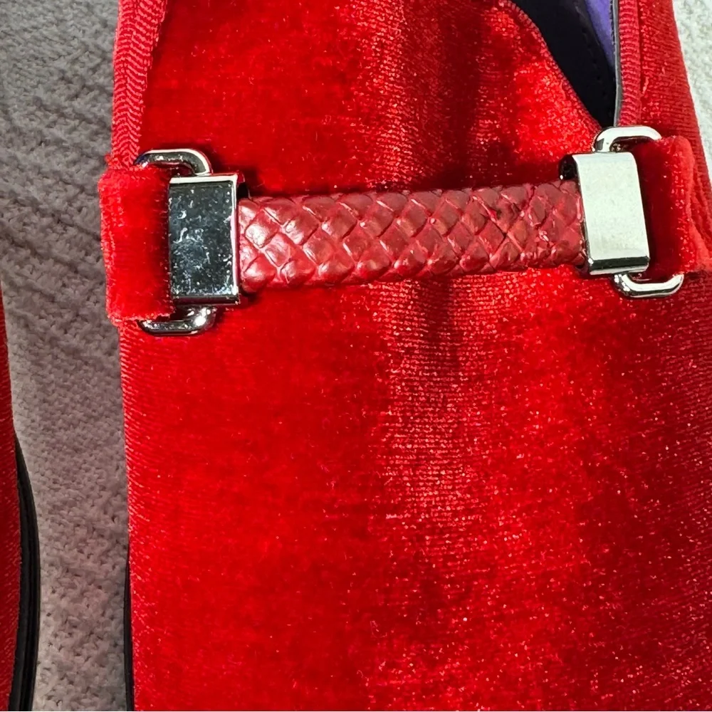 After Midnight‎ Mens Bright Red Velvet Dress Loafers w/ Braided Detail Size 11